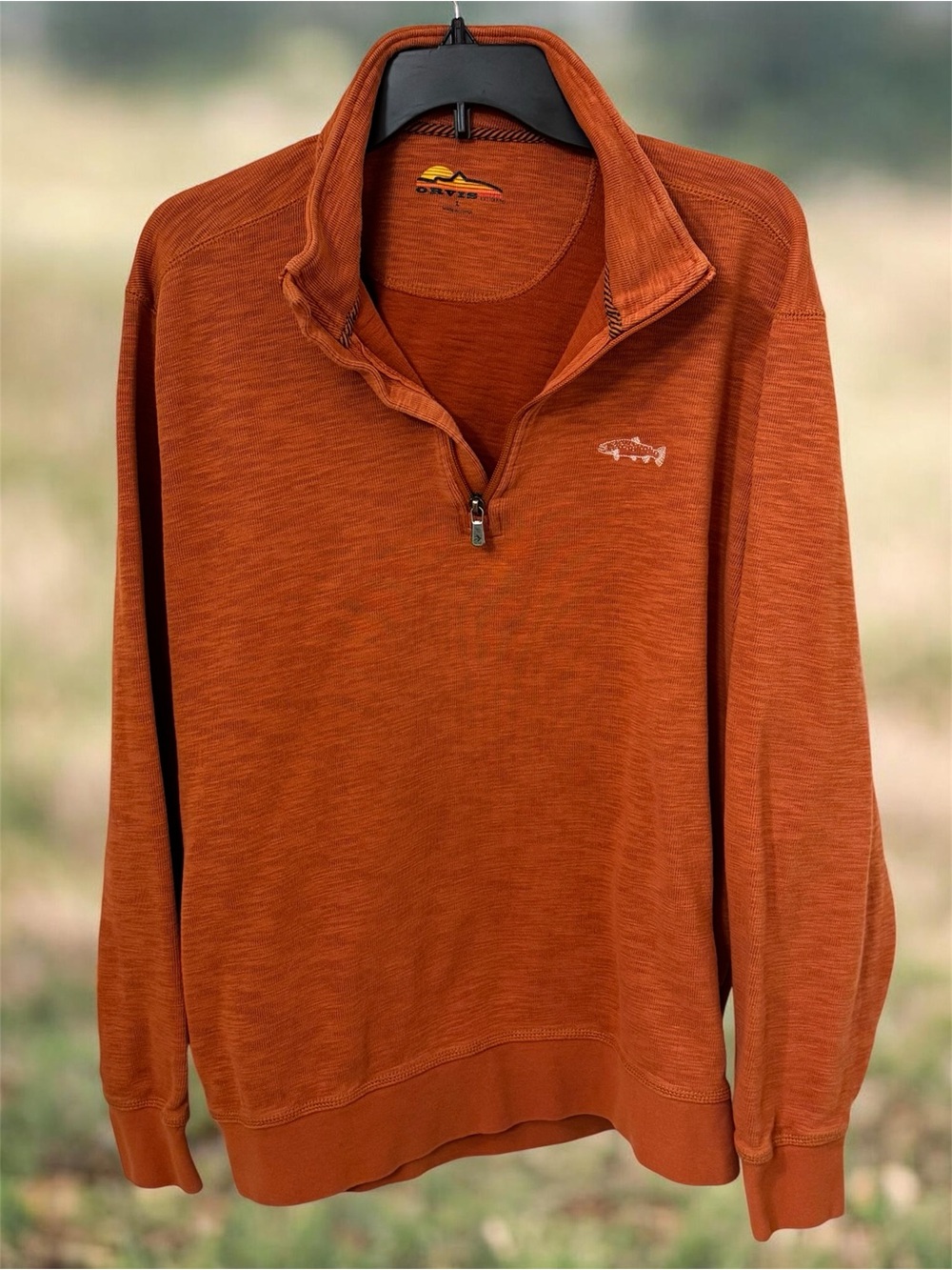Orvis Men's Zip-Front Sweatshirt- Burnt Orange